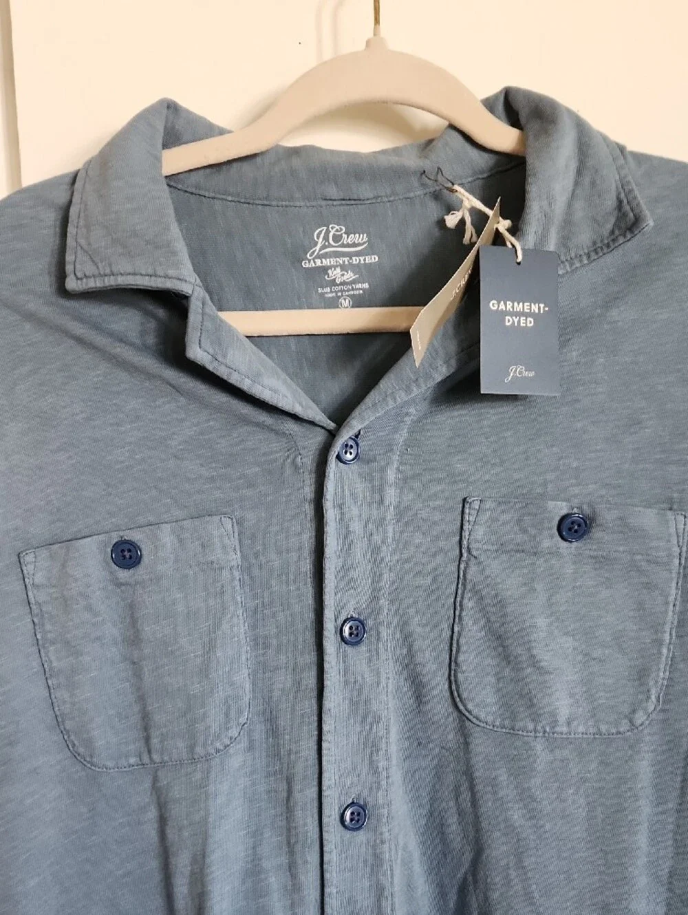 NWT! J. Crew men's Garment-Dyed Cotton Shirt - Slate Gray Blue Sz M
